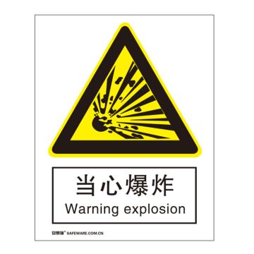 SAFEWARE/安赛瑞 国标4型警告类安全标识牌-当心爆炸，铝板，400×500mm，34991