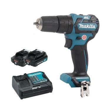 Makita/牧田 充电式无刷冲击起子电钻,最大夹持10mm,35/21Nm,12V 2.0Ah电池两电一充,HP332DSAE