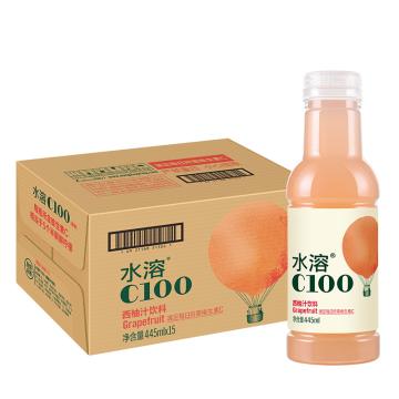 农夫山泉 水溶c100,445ml*15瓶 西柚味 箱装（按箱起售）