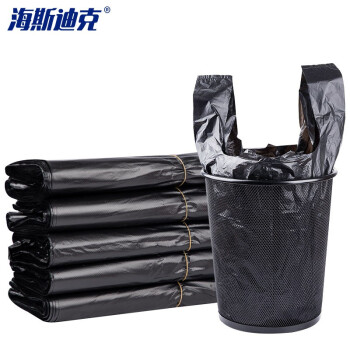 HYSTIC/海斯迪克 工业加厚背心式垃圾袋，HK-369大号手提式加厚黑色30*50cm 100个/包