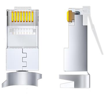 SAMZHE/山泽 CAT6A超六类屏蔽RJ45水晶头 ,万兆工程级8p8c网线接头 ,100个/包 WJ6A100U