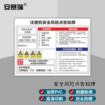 SAFEWARE/安赛瑞 安全风险点告知牌，40x60cm，注塑机