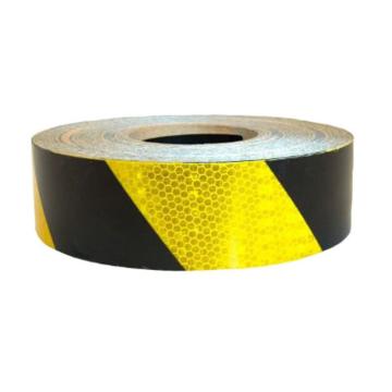 SAFEWARE/安赛瑞 超级晶格反光警示胶带，超级晶格反光材料，50mm×50m，黄/黑，14357