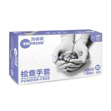 施睿康 一次性丁腈检查手套，无粉紫色3.5g，N900-S，100只/盒，10盒/箱