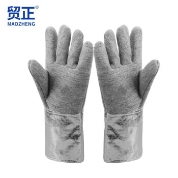 贸正医疗 耐高温手套（600-800）度拼接式手背铝箔掌心半拼接灰棉内衬白色棉麻 独立装
