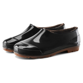 CNMF/谋福 255 浅口春秋男雨鞋低帮套脚水鞋防水防滑鞋厨师鞋PVC胶鞋 黑色棕底加棉 40 100021719864