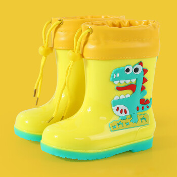 CNMF/谋福 儿童卡通雨靴 中大童雨鞋 学生防水雨靴加绒可拆卸水鞋 黄色+松紧带皮套. 34-35(210) 100036006061