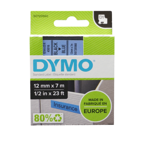 DYMO 商用D1电子标签带 蓝底/黑字 9mm*7m