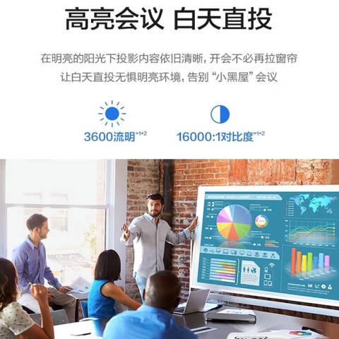 Epson/爱普生 投影仪 亮度5500流明、对比度15000：1、标准分辨率 XGA（1024*768)