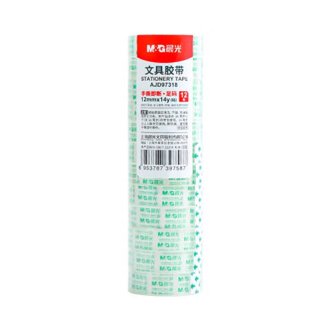 M&G/晨光 透明胶带，AJD97318 12mm*14y 12卷/筒