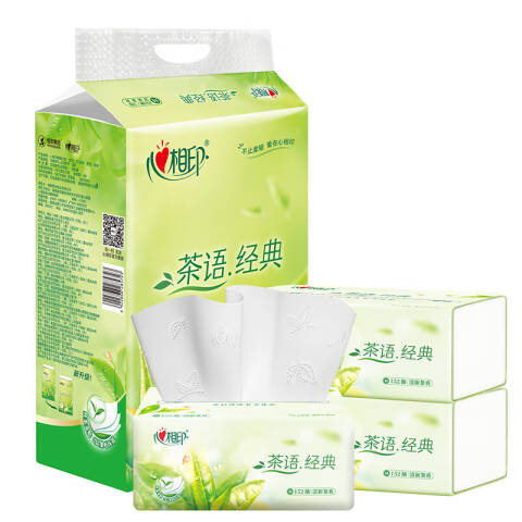 Mind Act Upon Mind/心相印 茶语系列3层152抽塑包面巾纸 DT3200 3包*24提/箱