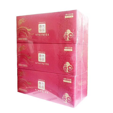 Breeze/清风 Premium2层200抽盒装面巾纸 B338AFD 3盒/提
