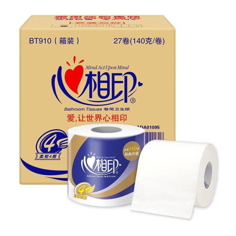 Mind Act Upon Mind/心相印 心柔系列4层140g卷筒卫生纸 BT910 10卷/提