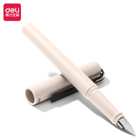 Deli/得力 A952乐素练字钢笔EF明尖(岸沙白)(1笔+1墨囊/盒)