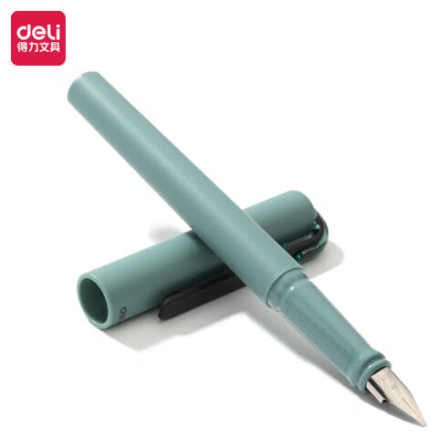 Deli/得力 A952乐素练字钢笔EF明尖(草木绿)(1笔+1墨囊/盒)