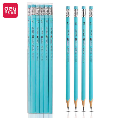 Deli/得力 HC900-2B纯色系列简易包装2B铅笔(蓝)(10支/袋)