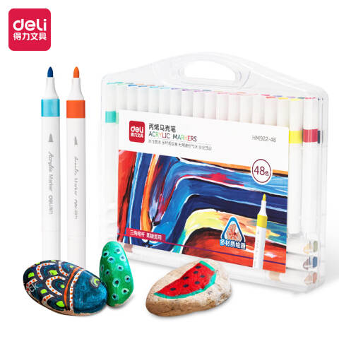 Deli/得力 HM922-48三角杆丙烯马克笔(混)(48支/盒)