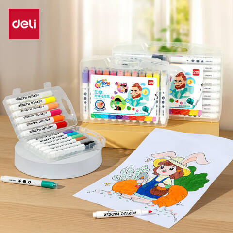 Deli/得力 HM319-12印章丙烯马克笔(混)(12支)