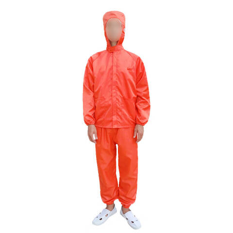 易工鼎 防静电服 分体无尘服连帽有口袋工作服防护服 橙色XL码