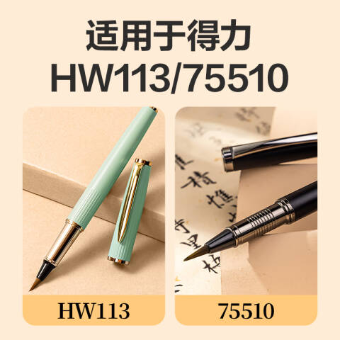 Deli/得力 HW701钢笔式毛笔专用墨囊(黑)(盒)