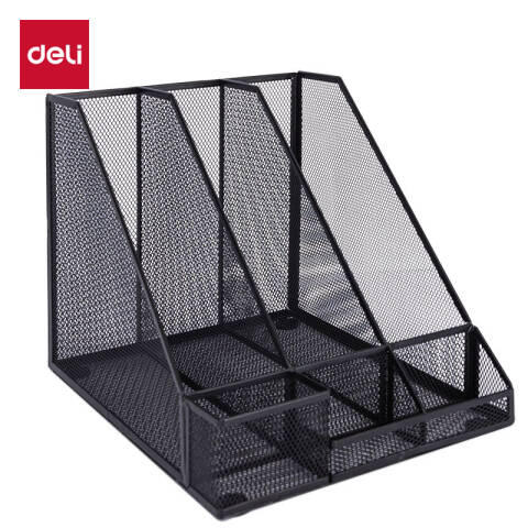 Deli/得力 78987三联金属网状文件框带笔筒(黑)(个)