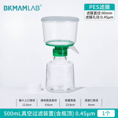 BKMAMLAB/比克曼生物500mL真空过滤装置（含瓶顶）0.45um110414059