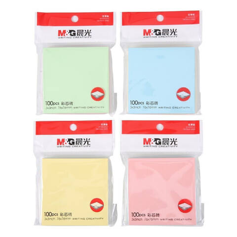 M&G/晨光 优事贴多彩自粘便条纸，YS-10 3X3 76mm*76mm 100页/本（混色装）