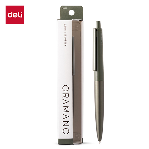 Deli/得力 A9-05臻顺滑金属按动签字中性笔0.5mm(结绿色)(1支/盒)