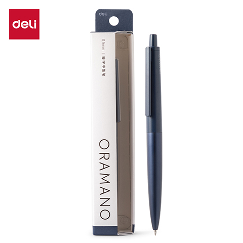 Deli/得力 A9-05臻顺滑金属按动签字中性笔0.5mm(花青色)(1支/盒)