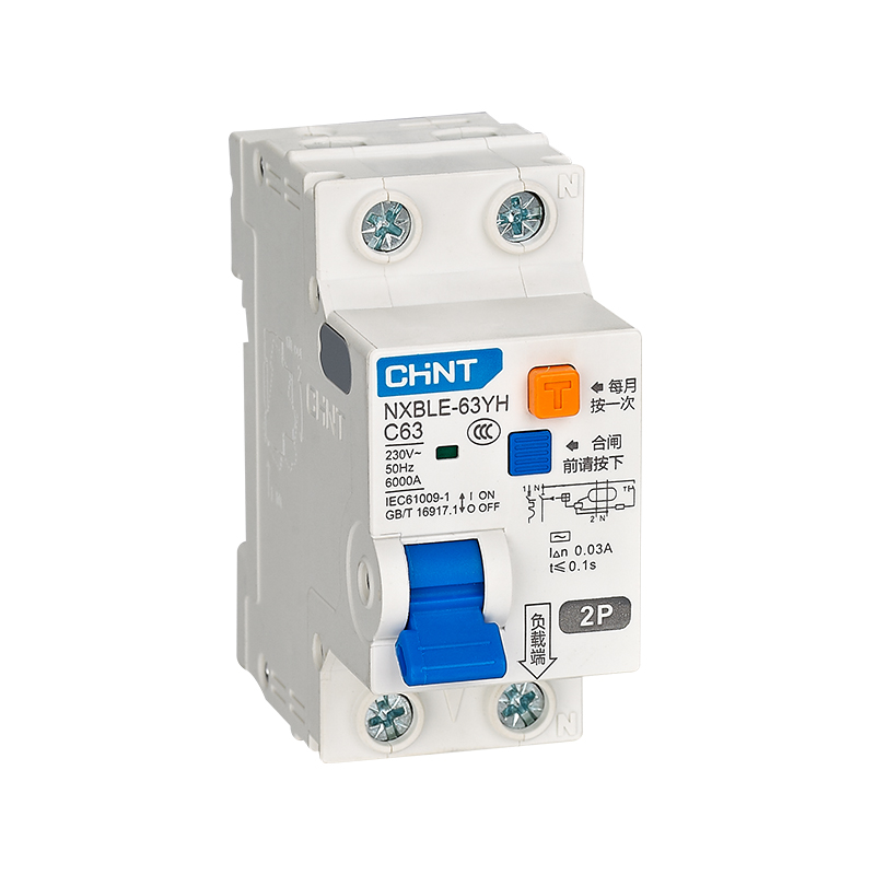 CHINT/正泰 NXBLE-63YH 剩余电流动作断路器 NXBLE-63YH 2P C25 0.1A 6kA
