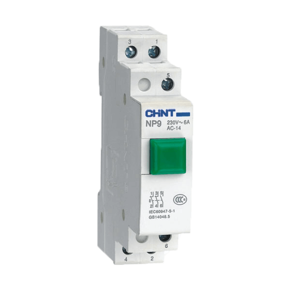 CHINT/正泰 NP9 导轨式按钮 NP9-12D3/2 24V 红色 带灯(R)