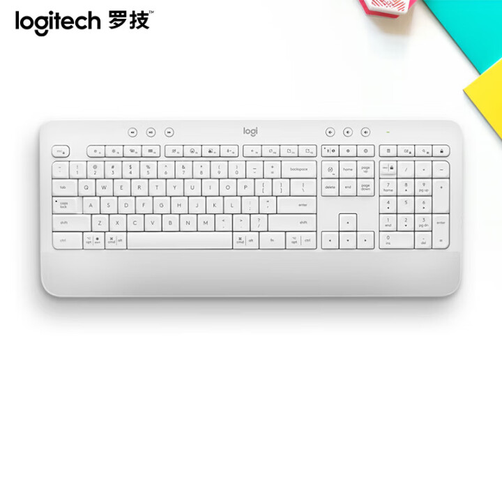 罗技Logitech 无线蓝牙键盘，K650 白 商务办公键盘带掌托