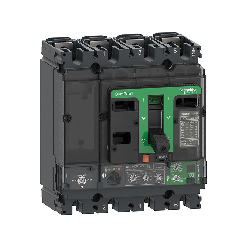 施耐德 NSX 塑壳漏电保护断路器 VIGINSX100H MIC4.2 40A 4P4D (4P) 固定式前接线 (新)