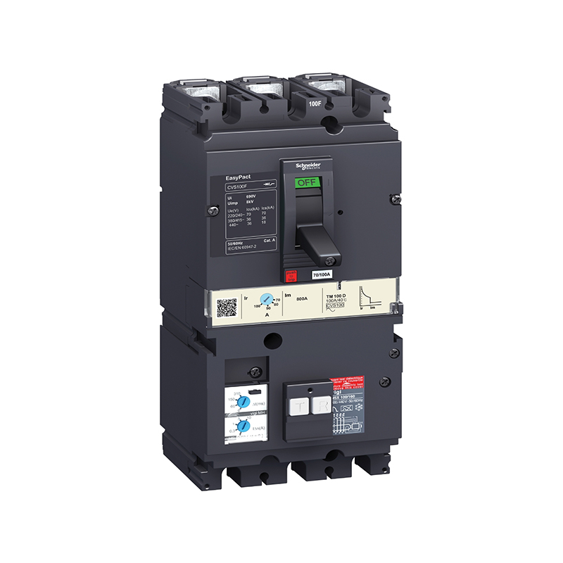 施耐德 CVS塑壳漏电保护断路器 VIGICVS100B TM100D 3P3D(3P)漏电脱扣