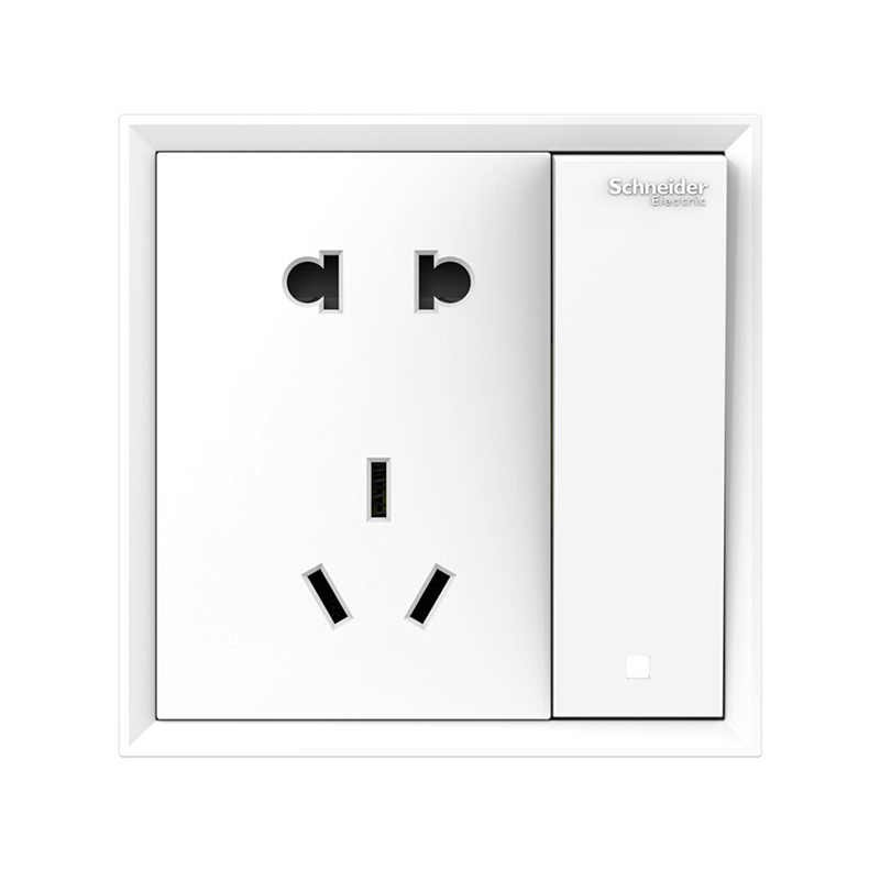 施耐德 Caudro皓朗 强电插座 皓朗 10A 250V 单控开关二/三极插座(清雅白)