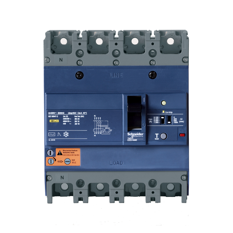 施耐德 EZD塑壳漏电保护断路器 VIGIEZD160S-160A 4P3T 漏电报警(新)