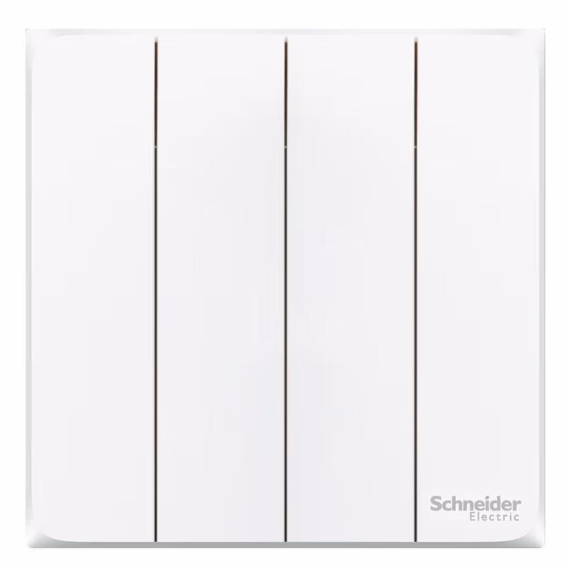 施耐德 皓呈 面板开关 皓呈 A3T34L1_WE_C1 10AX 250V 四联单控开关(奶油白)