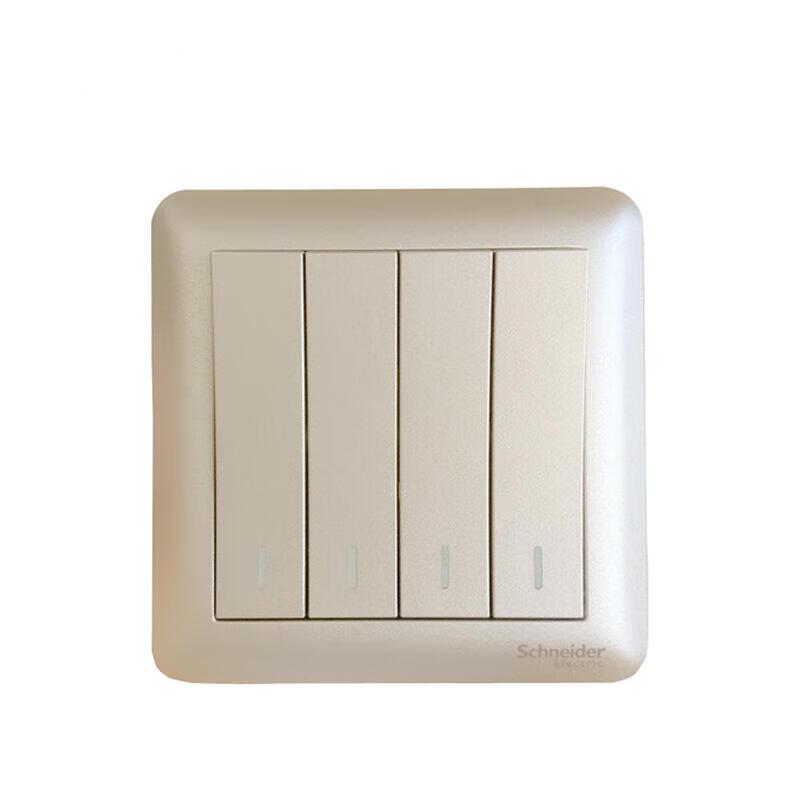 施耐德 Affle畅意 面板开关 10AX 250V 四位跷板式单控开关（磨砂金） 10AX 250V 四位跷板式单控开关（磨砂金）