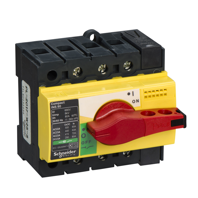 施耐德 INS负荷开关 INS80 3P 黄色面盖红色手柄(28920)