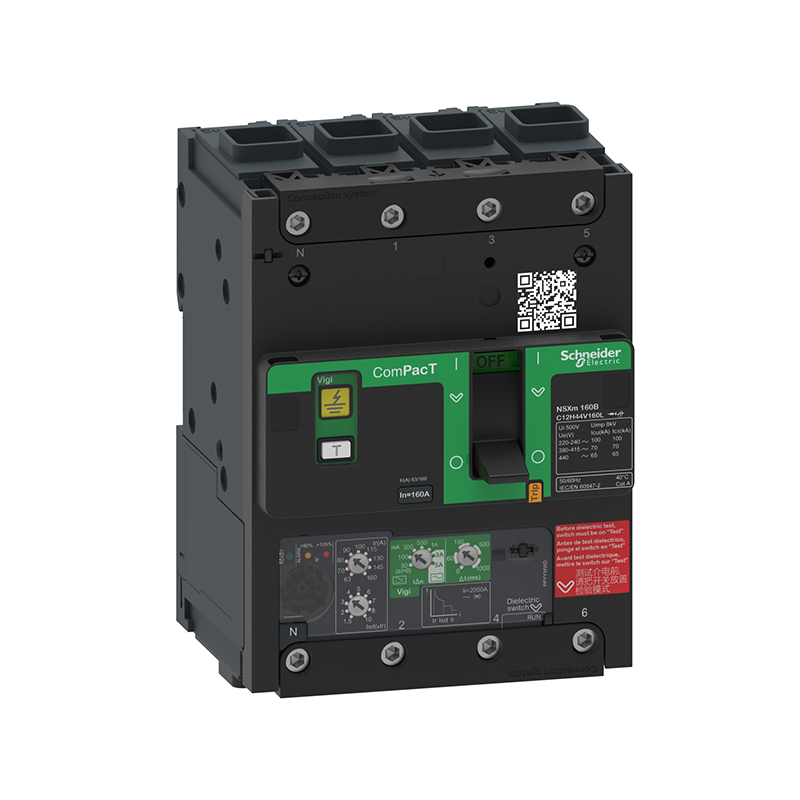 施耐德 NSX100 160m 塑壳漏电保护断路器 VIGINSX100M H MIC4.1(ELCB) 100A 4P EVERLINK连接器 (新)
