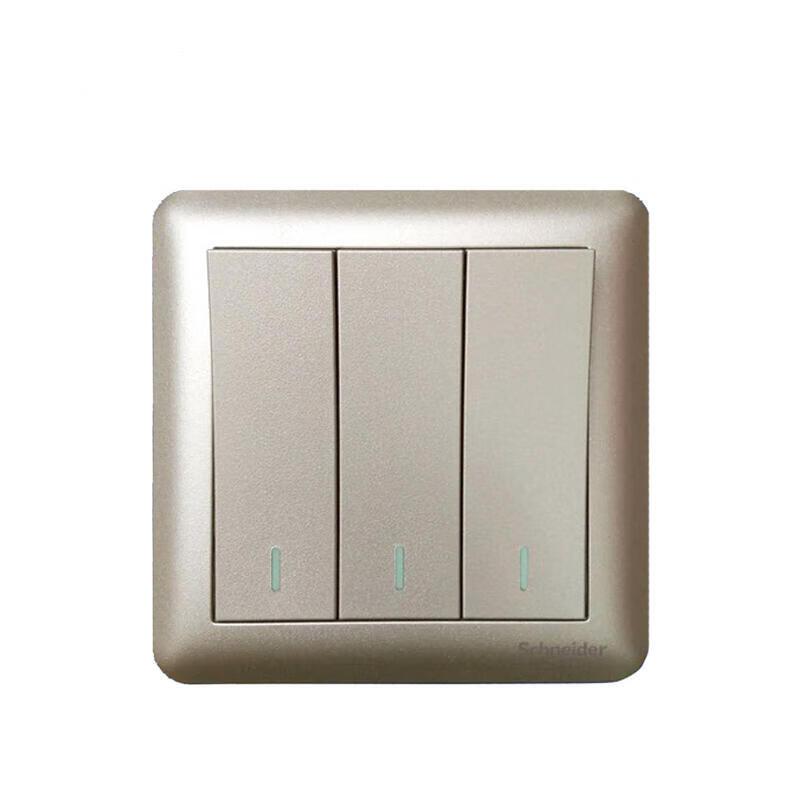 施耐德 Affle畅意 面板开关 10AX 250V 三位跷板式单控开关（磨砂金） 10AX 250V 三位跷板式单控开关（磨砂金）