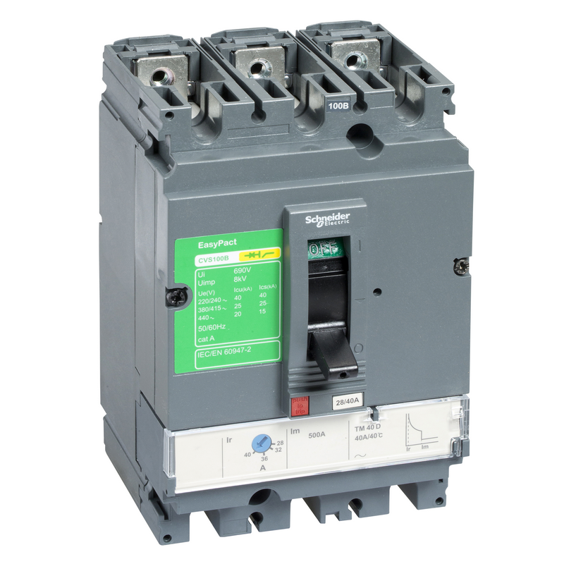 施耐德 CVS交流塑壳配电保护断路器 CVS100B TM40D 3P3D(3P)固定式前接线