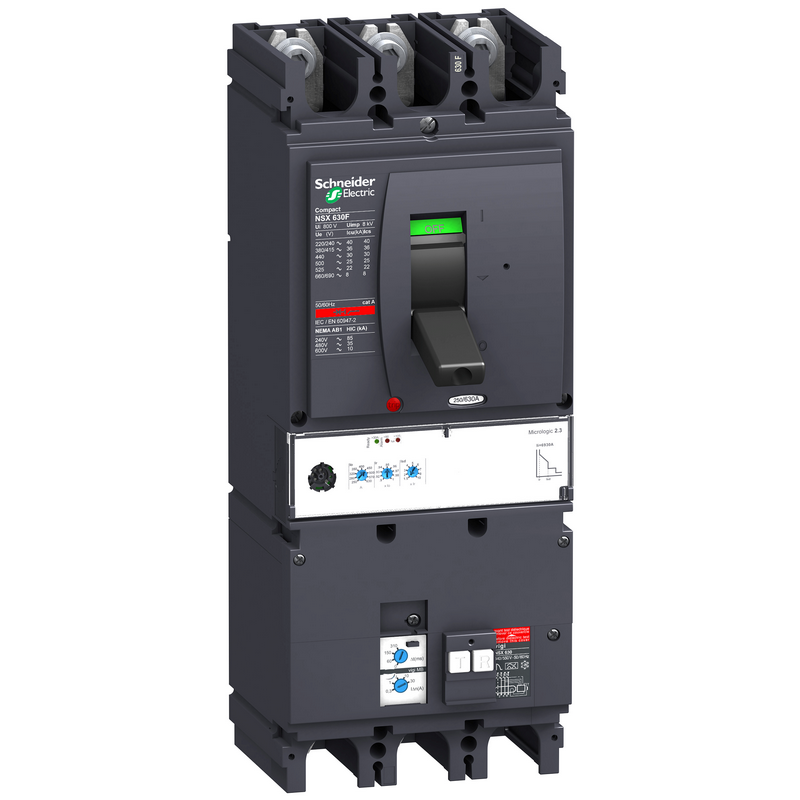 施耐德 NSX塑壳漏电保护断路器 VIGINSX630F MIC2.3 630A 3P3D (3P) 固定式前接线