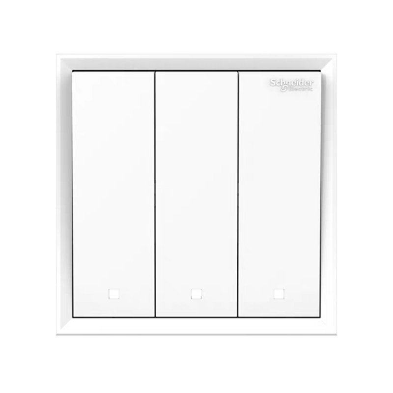 施耐德 面板开关 皓朗 10AX 250V 带荧光指示三联双控开关(清雅白)