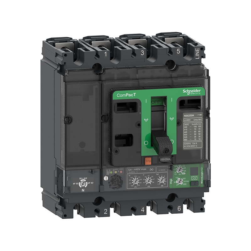 施耐德 NSX 塑壳漏电保护断路器 VIGINSX250F MIC4.2 250A 4P4D (4P) 固定式前接线 (新)