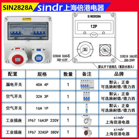 Sindr/倍港 航空插座箱 航空插座箱 SIN2828A