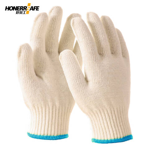 好员工10针600g加丝棉纱手套均码长21.5cm红白口棉+涤纶丝混纺12双/打50打/件双SW10600（短）