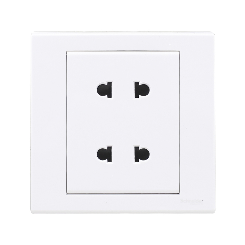 施耐德 Adora如意 面板插座 10A 250V 双联二极扁圆插座(白色) Adora如意