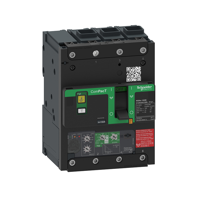 施耐德 NSX100 160m 塑壳漏电保护断路器 VIGINSX100M H MIC4.1(ELCB) 25A 3P EVERLINK连接器 (新)