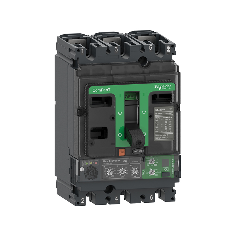 施耐德 NSX 塑壳漏电保护断路器 VIGINSX160N MIC4.2 160A 3P3D (3P) 固定式前接线 (新)